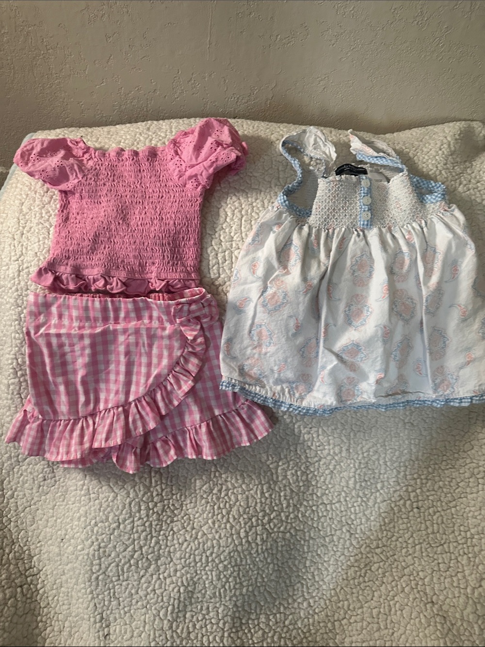Girls Pink Gingham Ruffle Two-Piece Matching Set